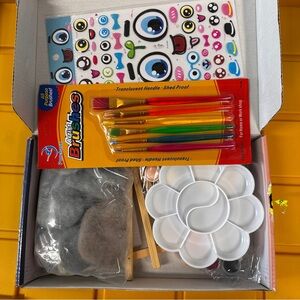 NEW painting wood rock kits for children kids with stickers, brush,color tray